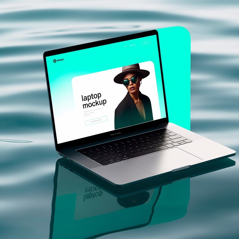 Laptop Displaying A Website Mockup Laptop Mockup