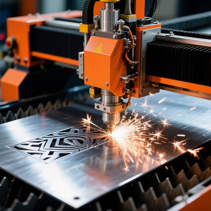 Laser Cutting Machine In Operation Laser Cutting Industrial