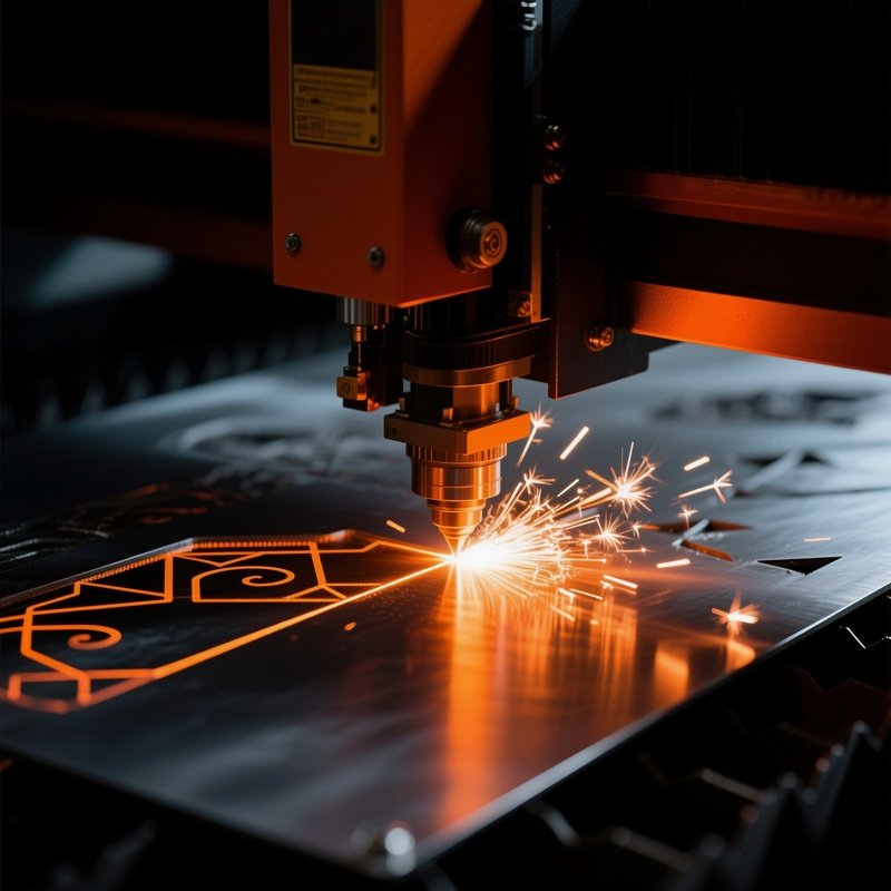 Laser Cutting Machine In Operation Laser Cutting Metalworking