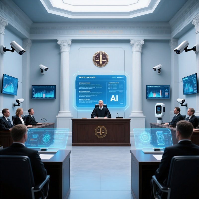 Law Security Ethics Courtroom With Digital Interface