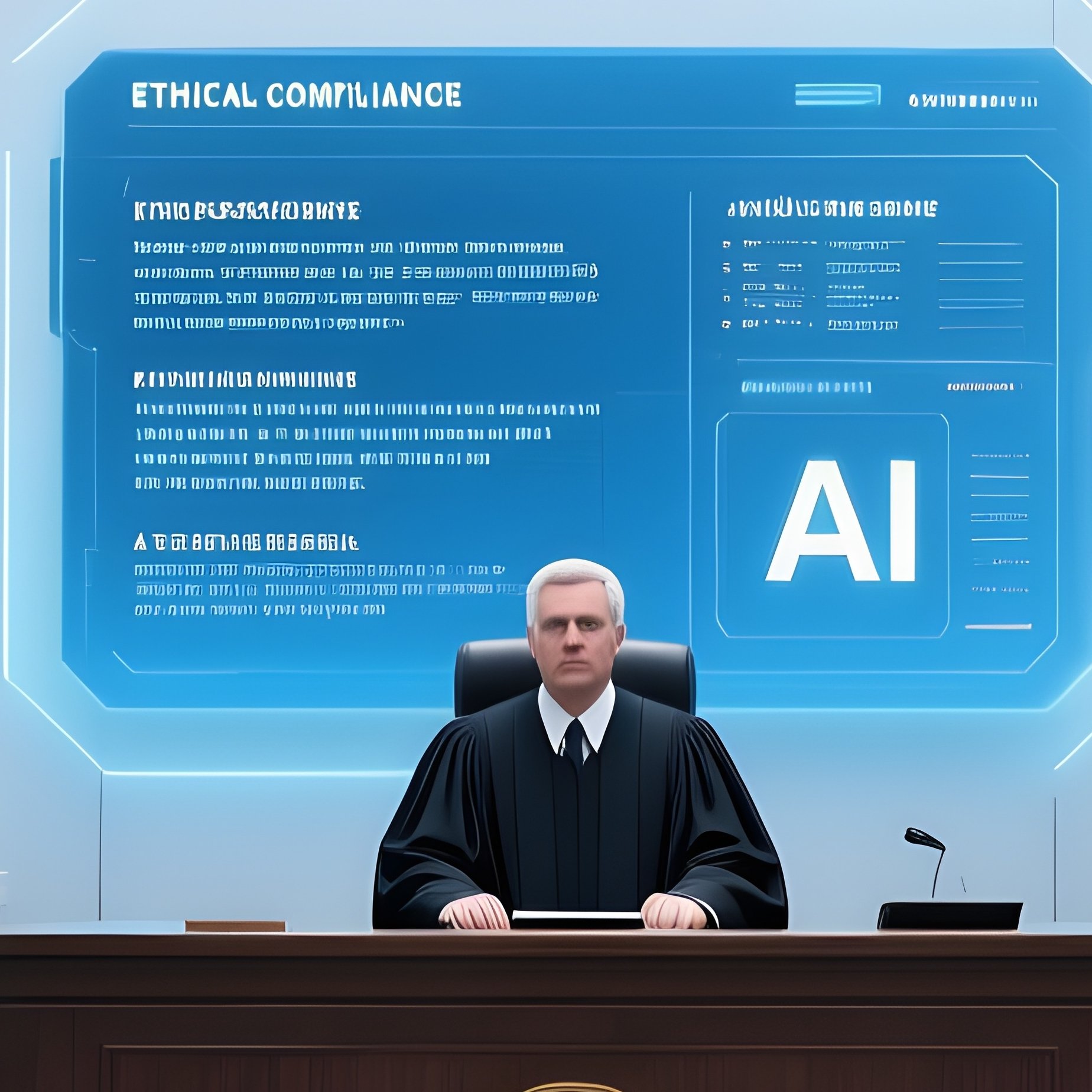Law Security Ethics Courtroom With Digital Interface - Full Resolution Quality Preview