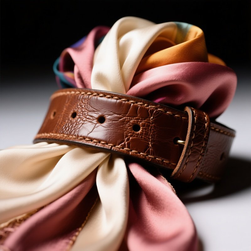 Leather Belt With Silk Scarves Studio Lighting