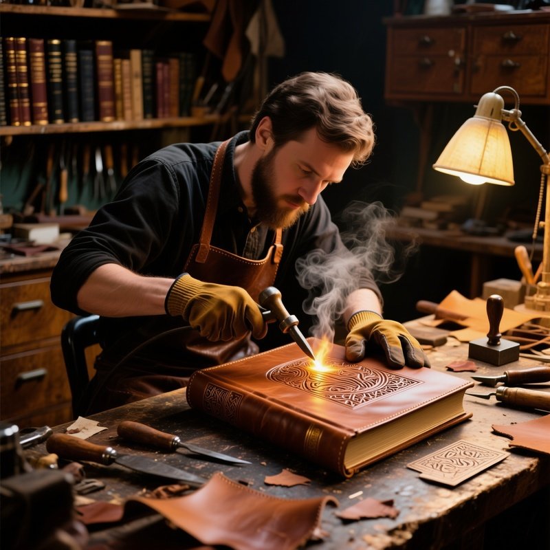 Leather Binding Craftsman Wet Leather Blind Tooling