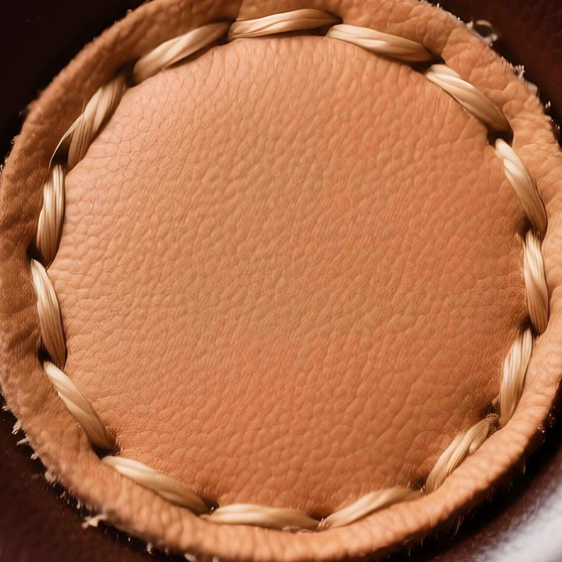 Leather Wrapped Button With Stitching Around Edges Blank Center - Full Resolution Quality Preview