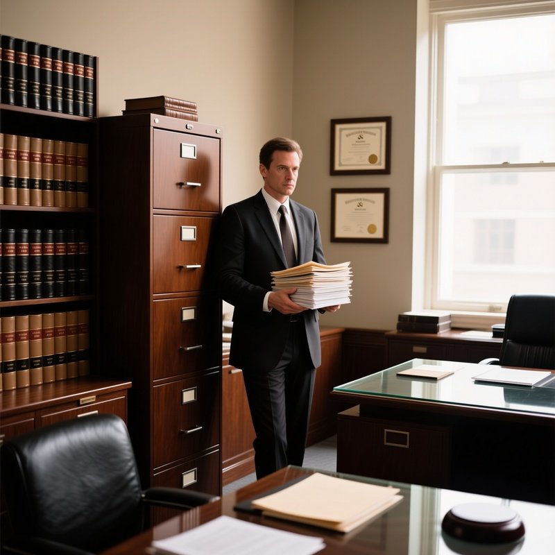 Legal Archives With Lawyer And Papers