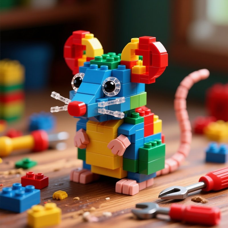 Lego Mouse Built From Colorful Lego Bricks