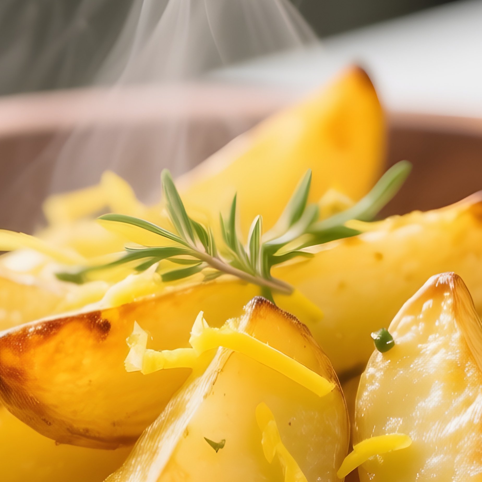 Lemon Potatoes Roasted Wedges In Lemon Oil Broth - Full Resolution Quality Preview