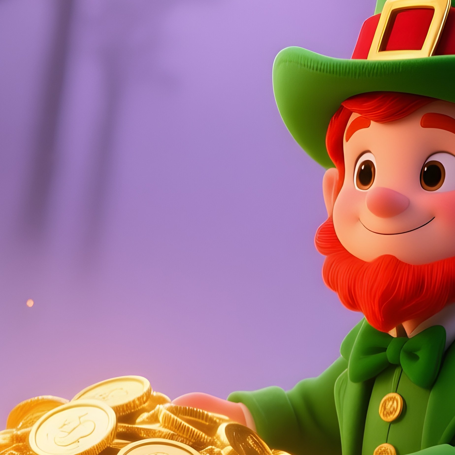 Leprechaun Guarding Pot Gold At End Rainbow - Full Resolution Quality Preview
