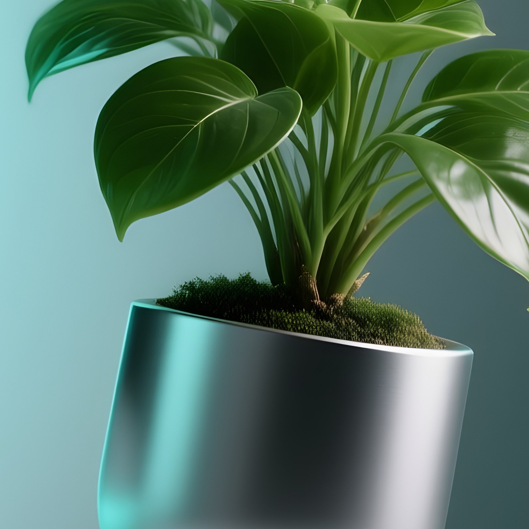 Levitating Plant Pot Magnetic Base Floating Near Monitor - Full Resolution Quality Preview