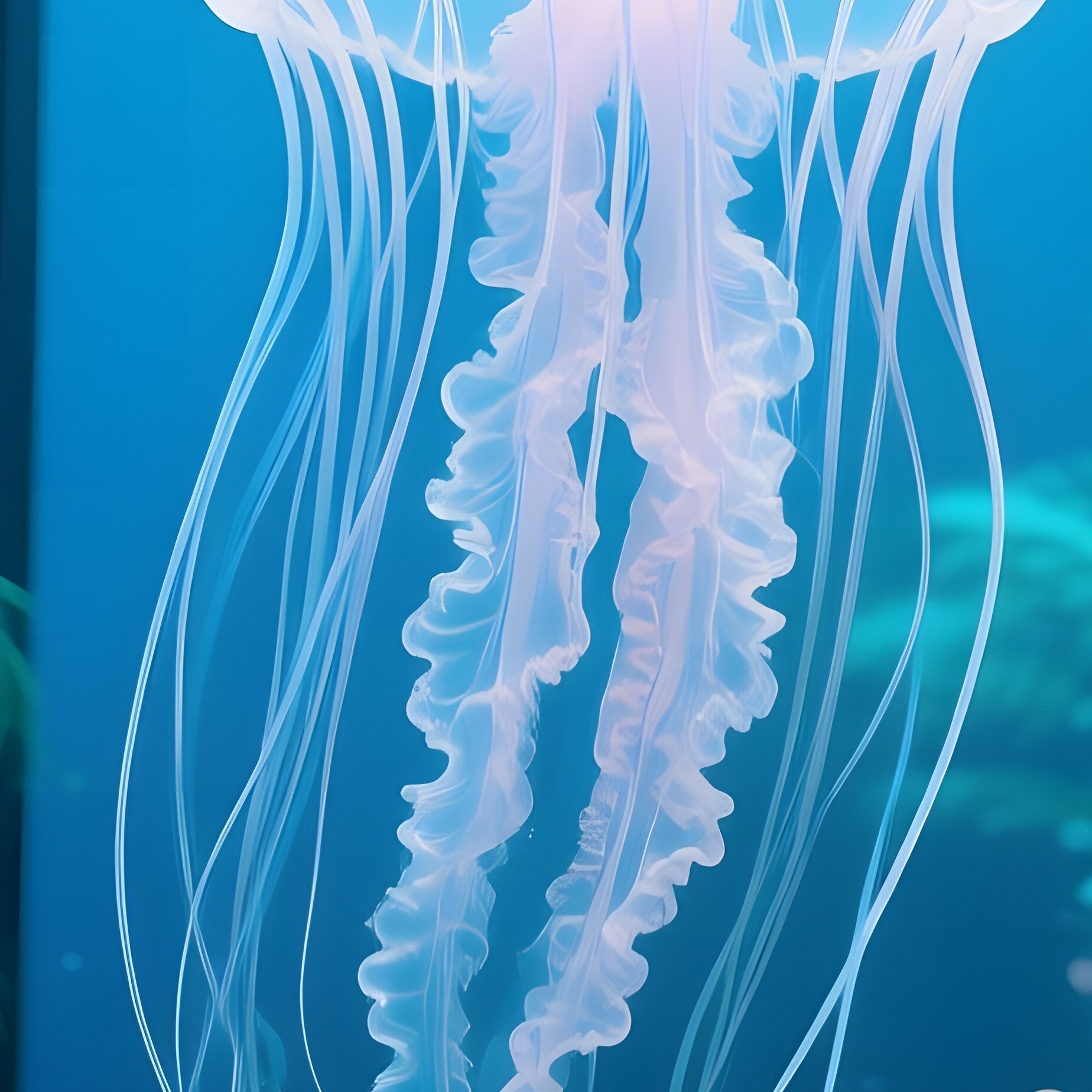 Life Size Resin Jellyfish Suspended In Glass Atrium - Full Resolution Quality Preview