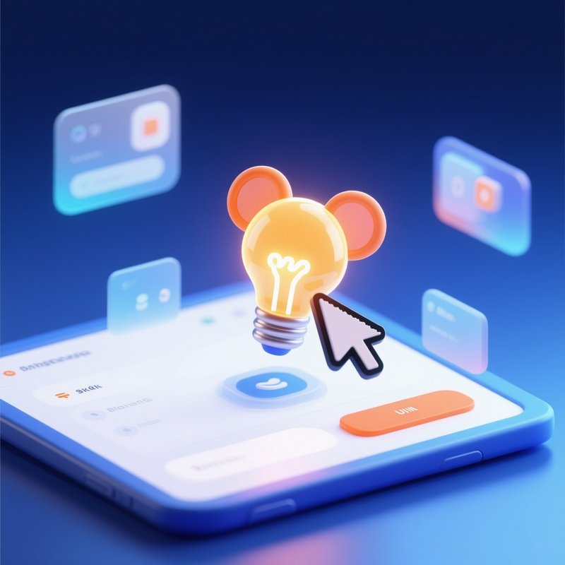 Lightbulb As Mouse Icon Glowing On Screen