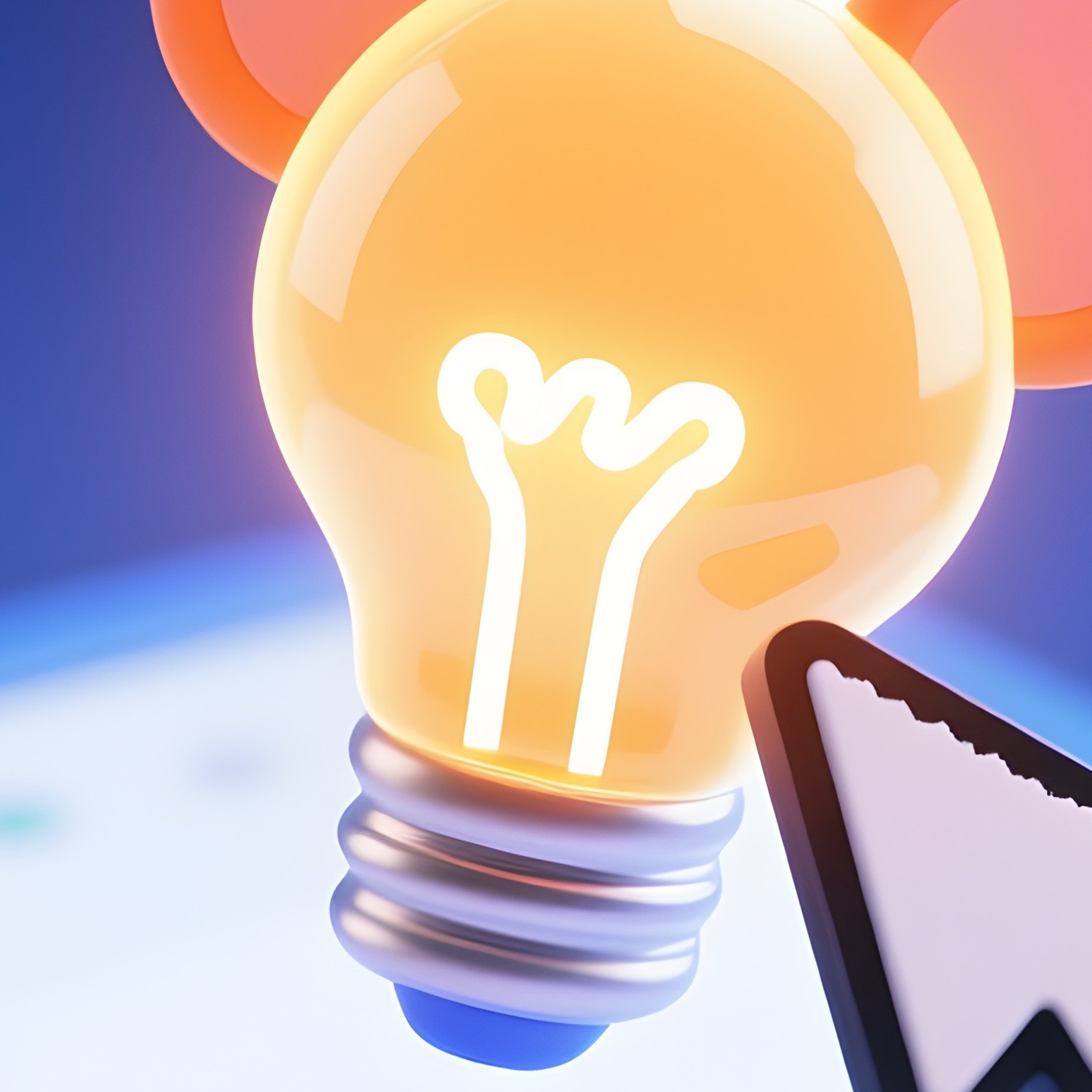 Lightbulb As Mouse Icon Glowing On Screen - Full Resolution Quality Preview