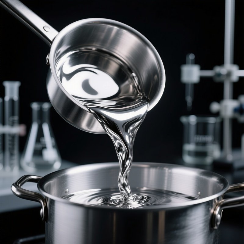 Liquid Bismuth Poured Like Quicksilver Slower