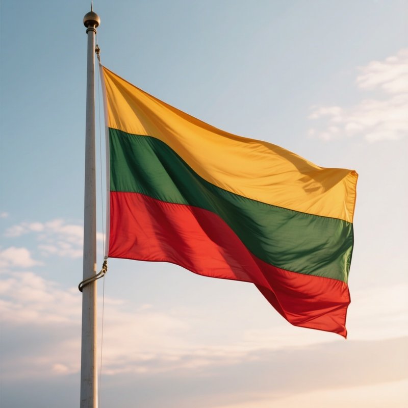 Lithuanian Flag Half Mast Wind