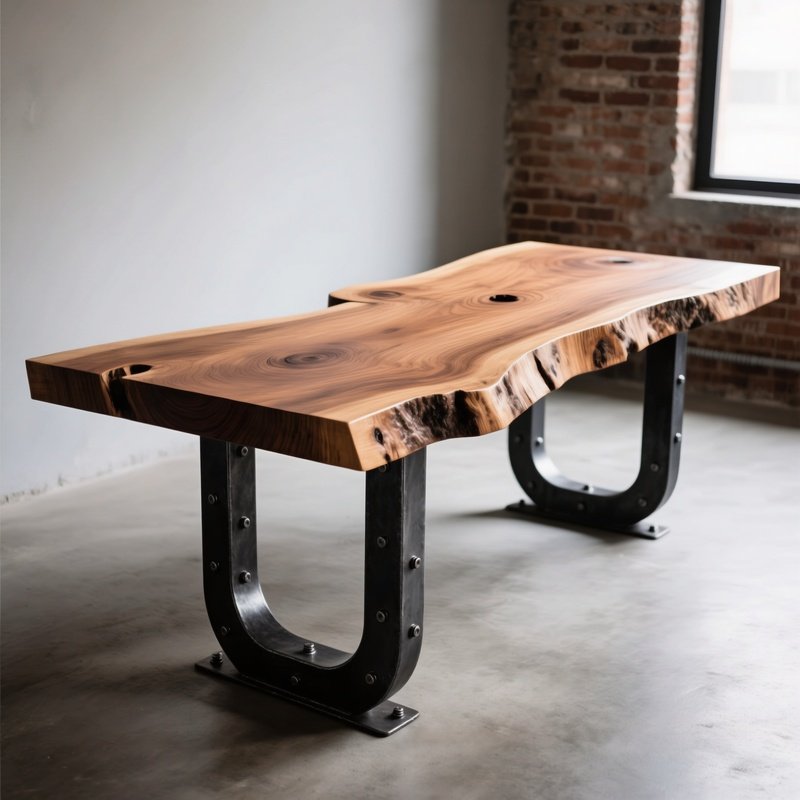 Live Edge Dining Table Industrial Steel Legs