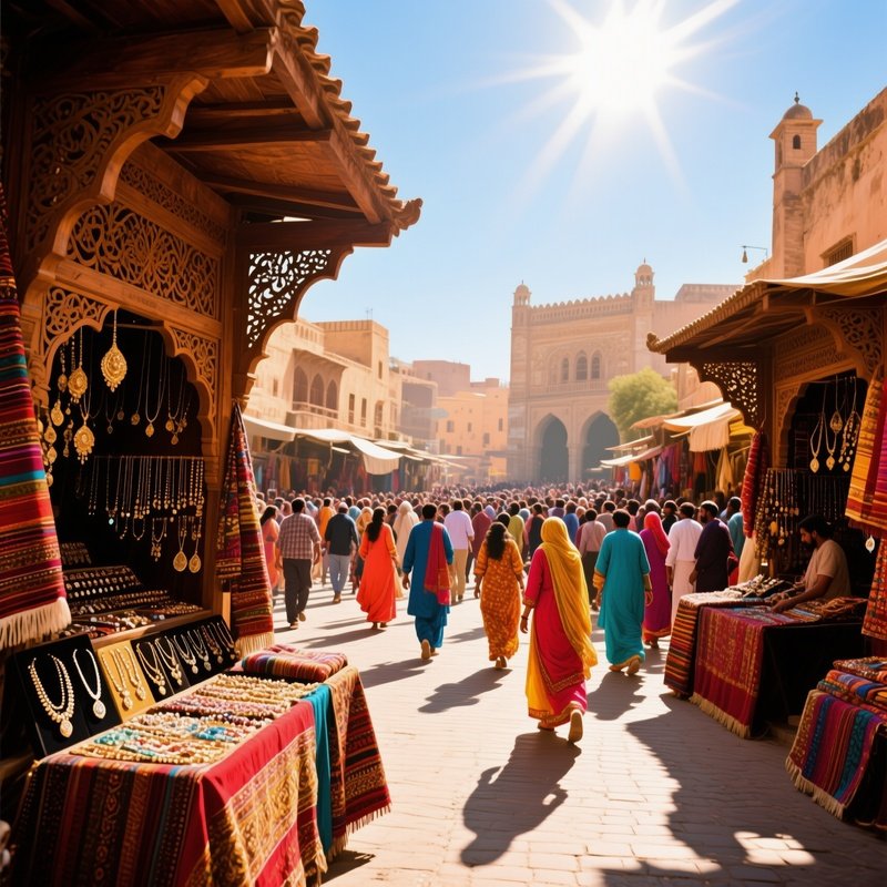 Lively Midday Market Historic Town Square
