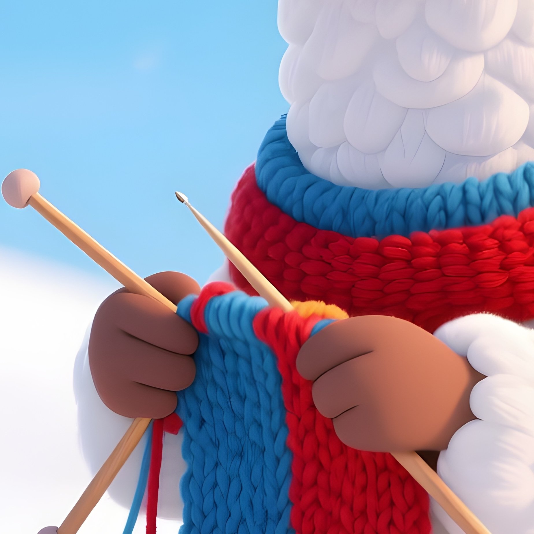 Llama Knitting Scarves For Penguins - Full Resolution Quality Preview
