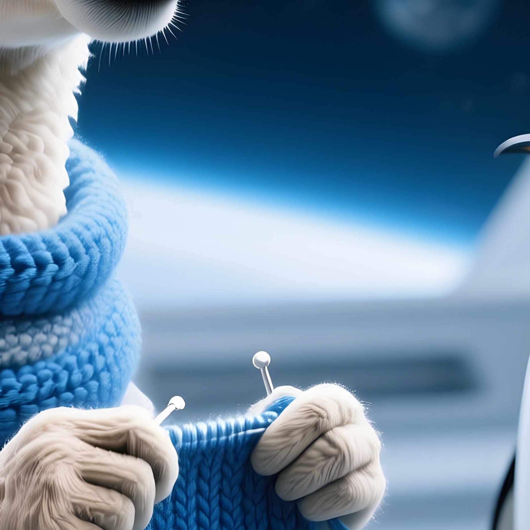 Llama Knitting Scarves For Penguins Science Fiction - Full Resolution Quality Preview