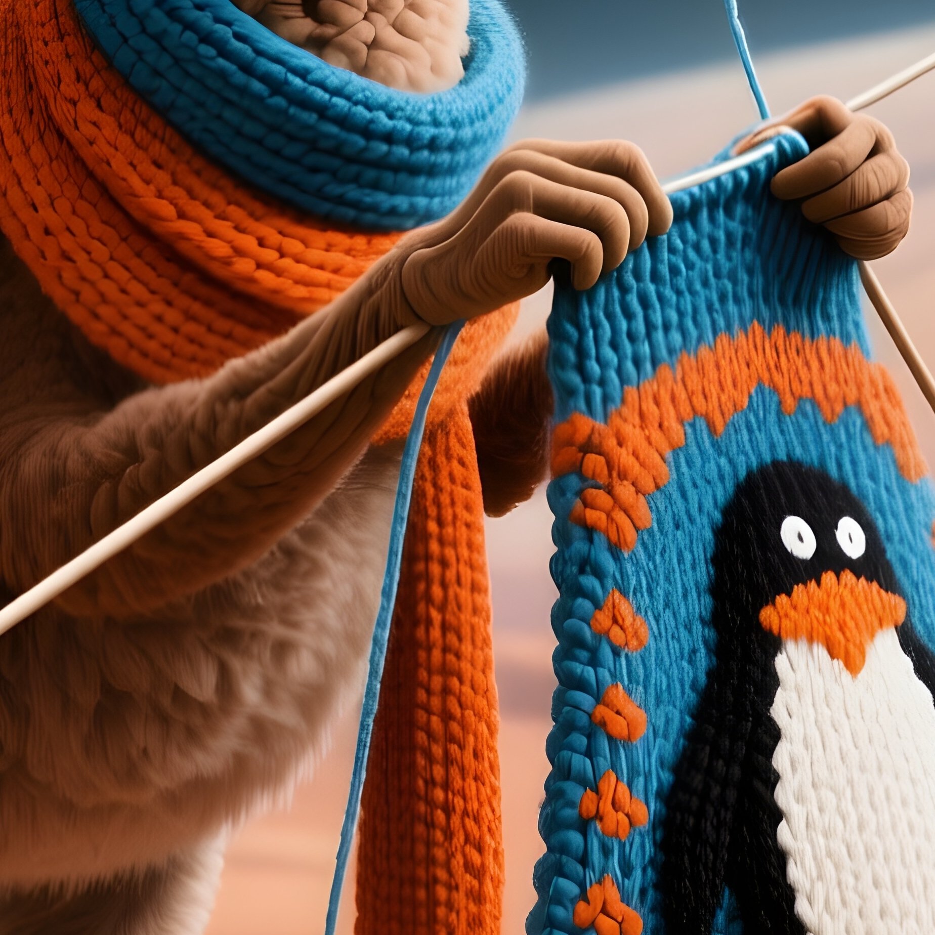 Llama Science Fiction Knitting Scarves For Penguins - Full Resolution Quality Preview