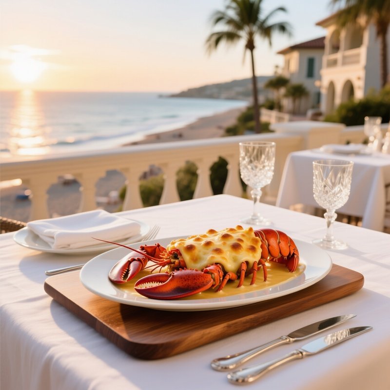Lobster Thermidor Platter High End Beach Restaurant