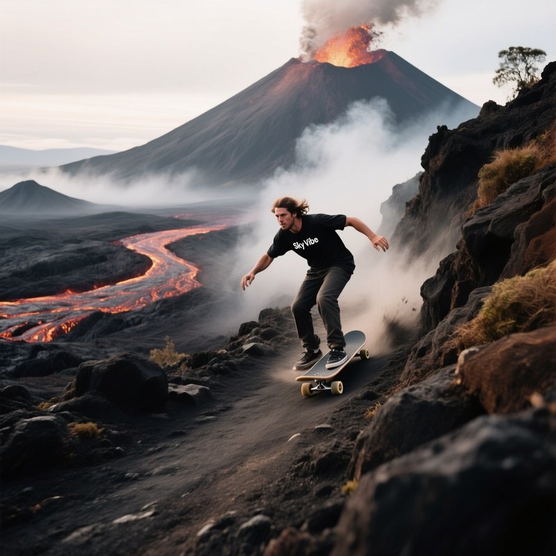Longboarder Racing Volcano Road