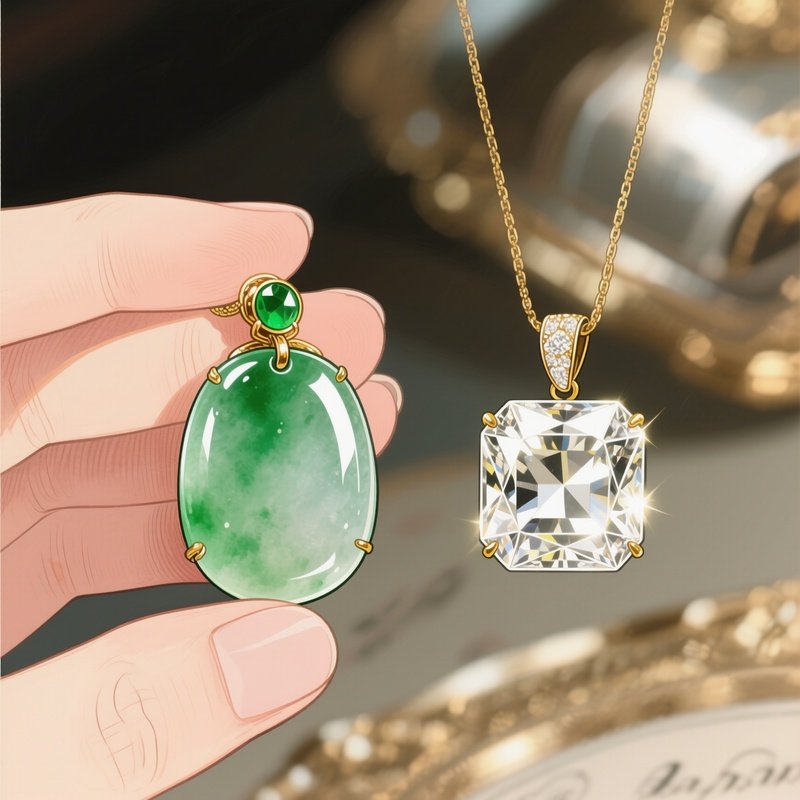 Luster Comparison Jade Vs Cubic Zirconia Illustration