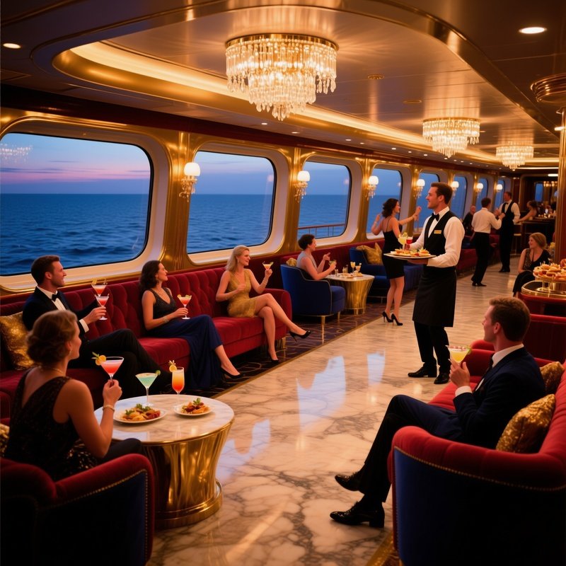 Luxury Cruise Ship Interior With Passengers