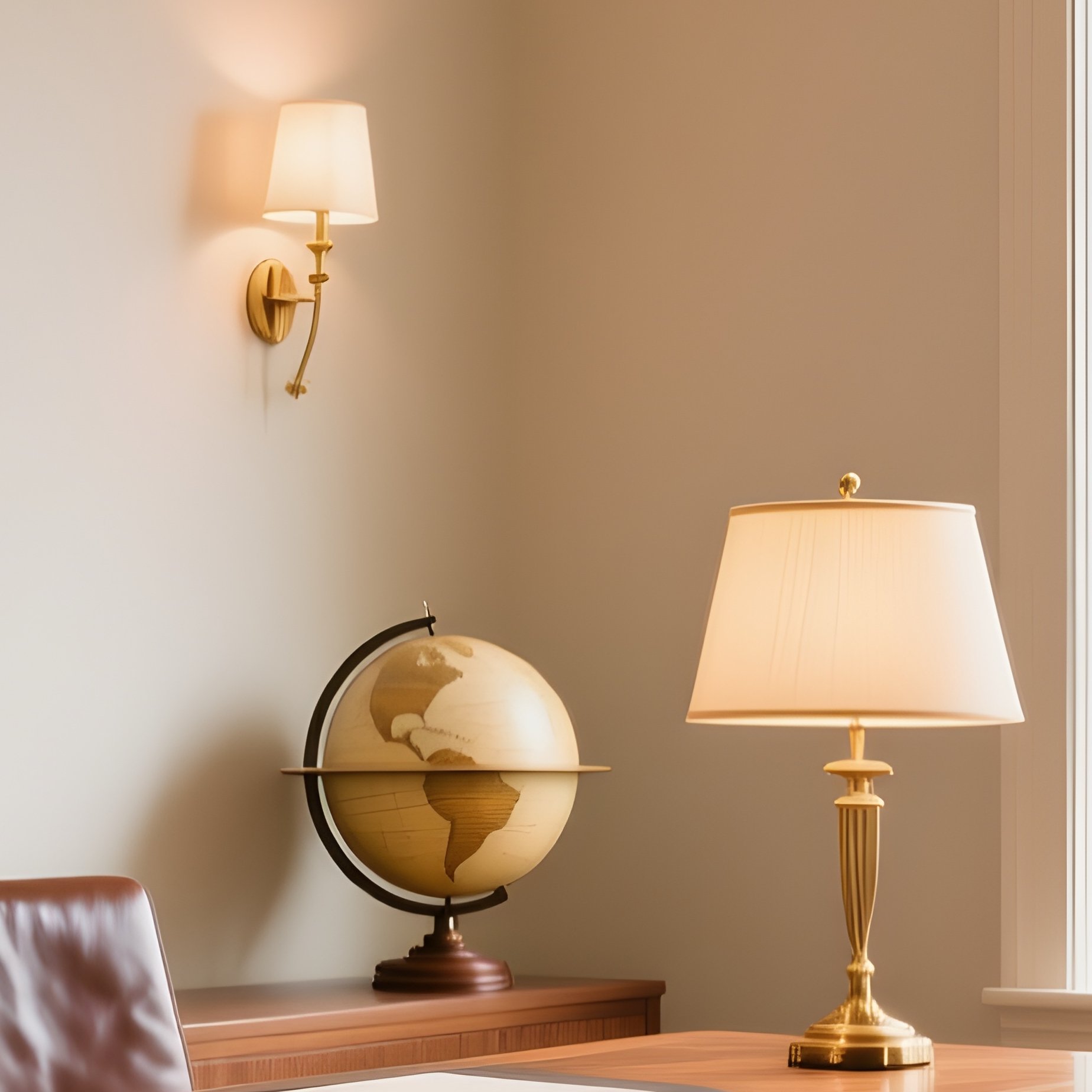 Luxury Study Handcrafted Desk Ambient Lighting - Full Resolution Quality Preview