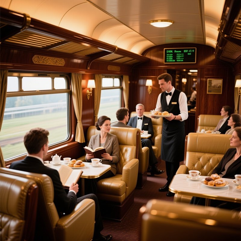 Luxury Train Interior With Passengers