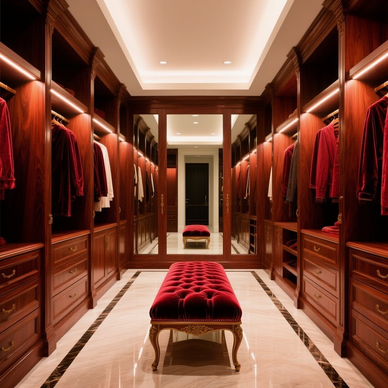 Luxury Walk In Closet Bespoke Wooden Cabinetry