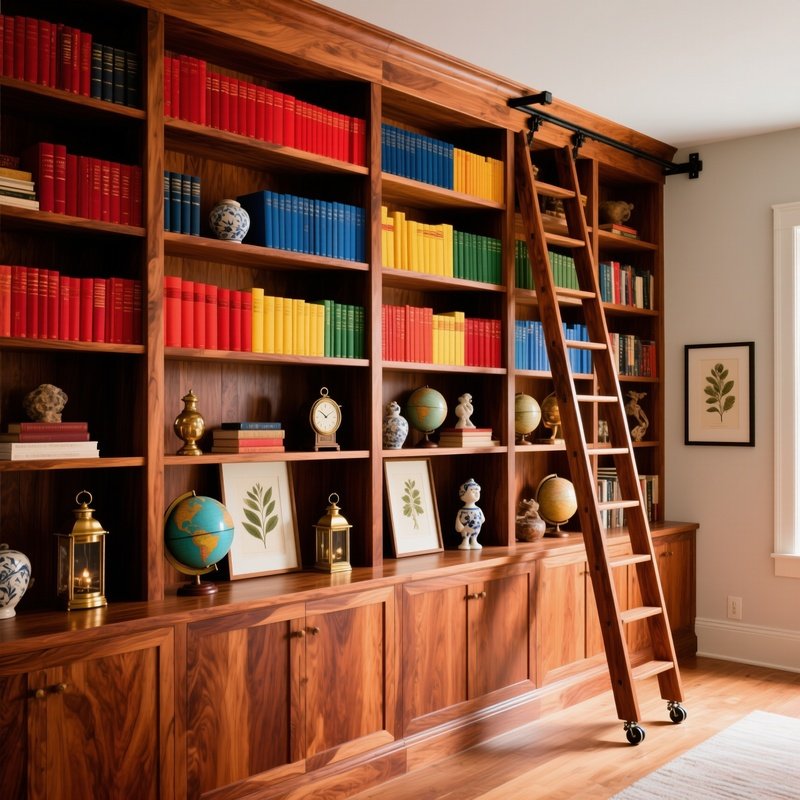 Magnificent Floor To Ceiling Wooden Bookshelf Wall