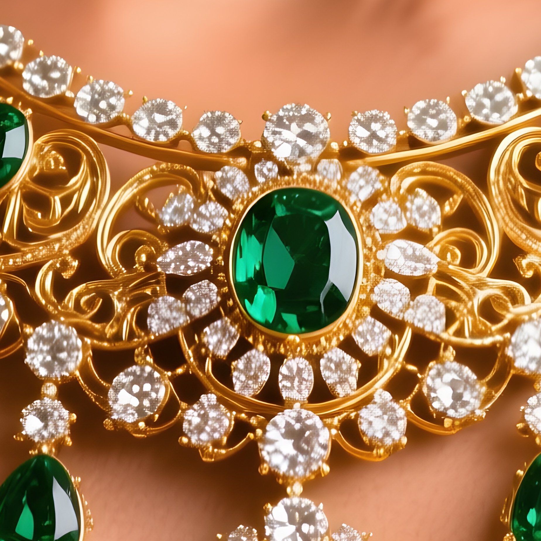 Maharaja Necklace Patiala Style Opulent Diamond Emerald Chest Jewelry - Full Resolution Quality Preview