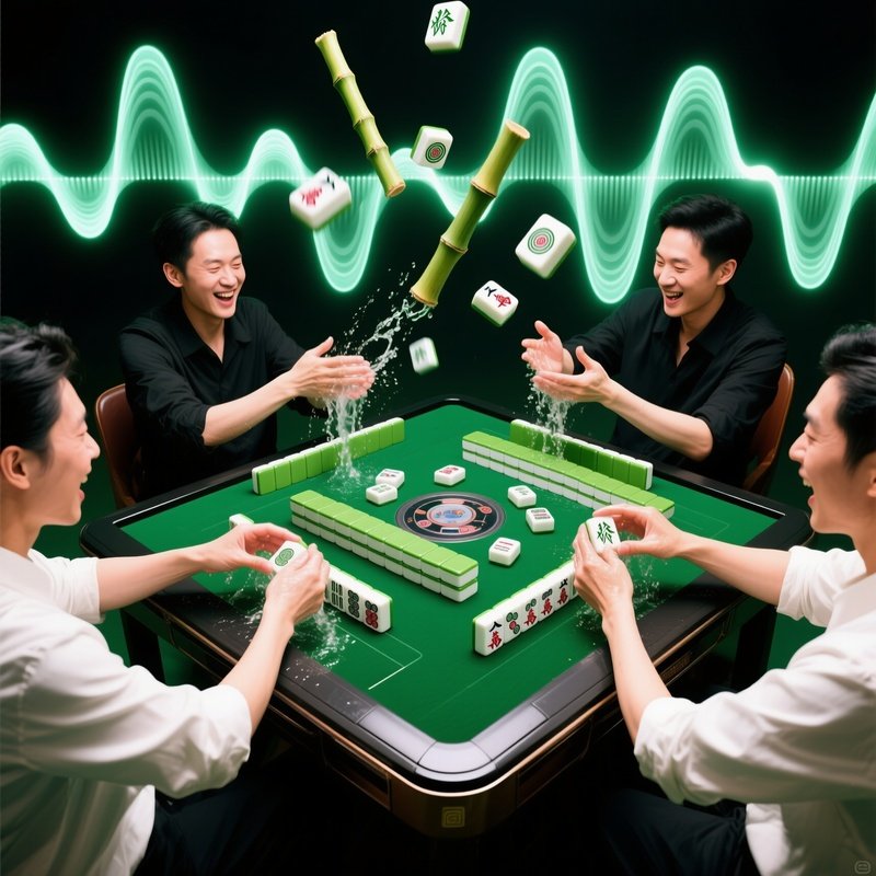 Mahjong Green Table Four Players Washing Tiles