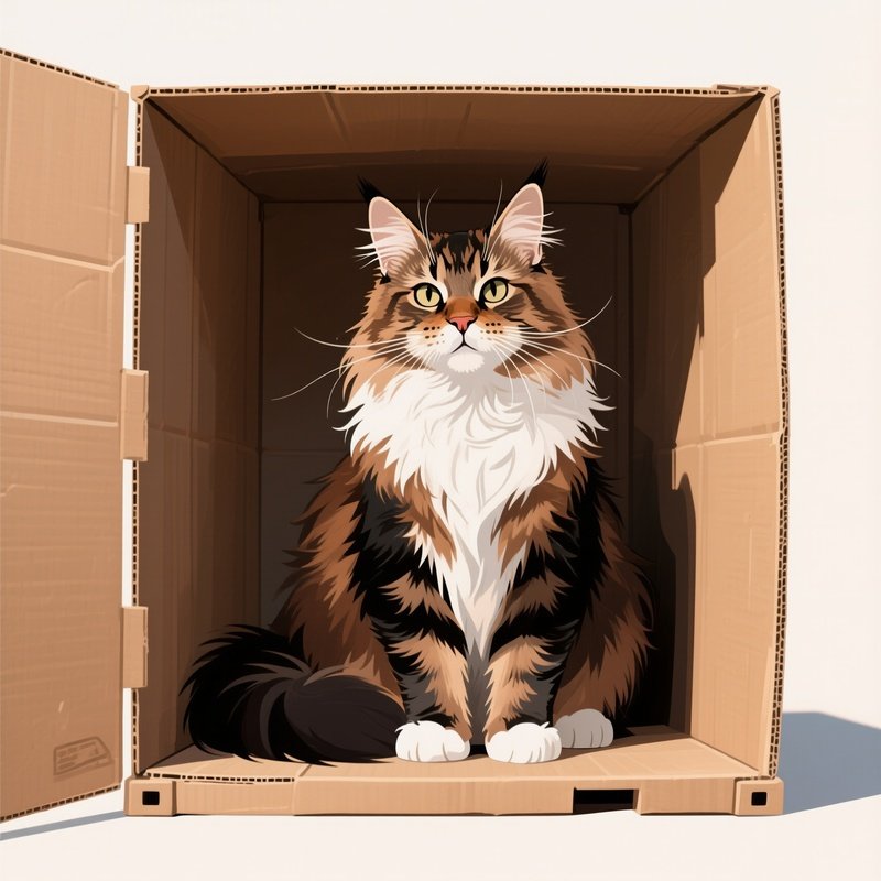 Maine Coon Cat Sitting In Too Small Container Digital Art