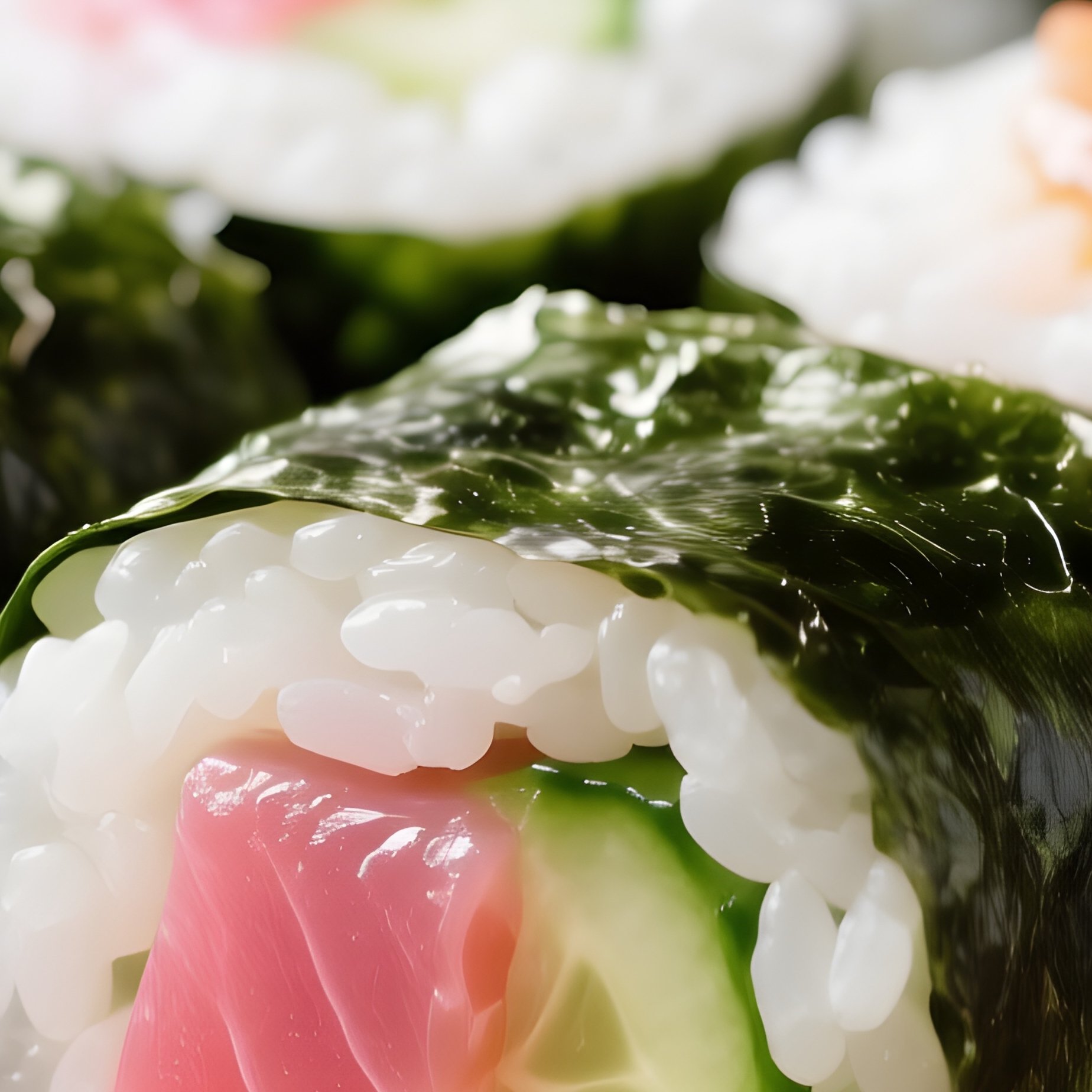 Maki Sushi Rolls Filled With Vinegared Rice Nori Cucumber Fresh Fish - Full Resolution Quality Preview