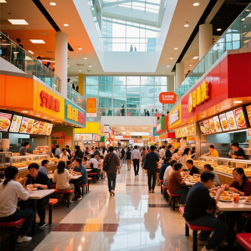 Mall Food Court Bustling Activity