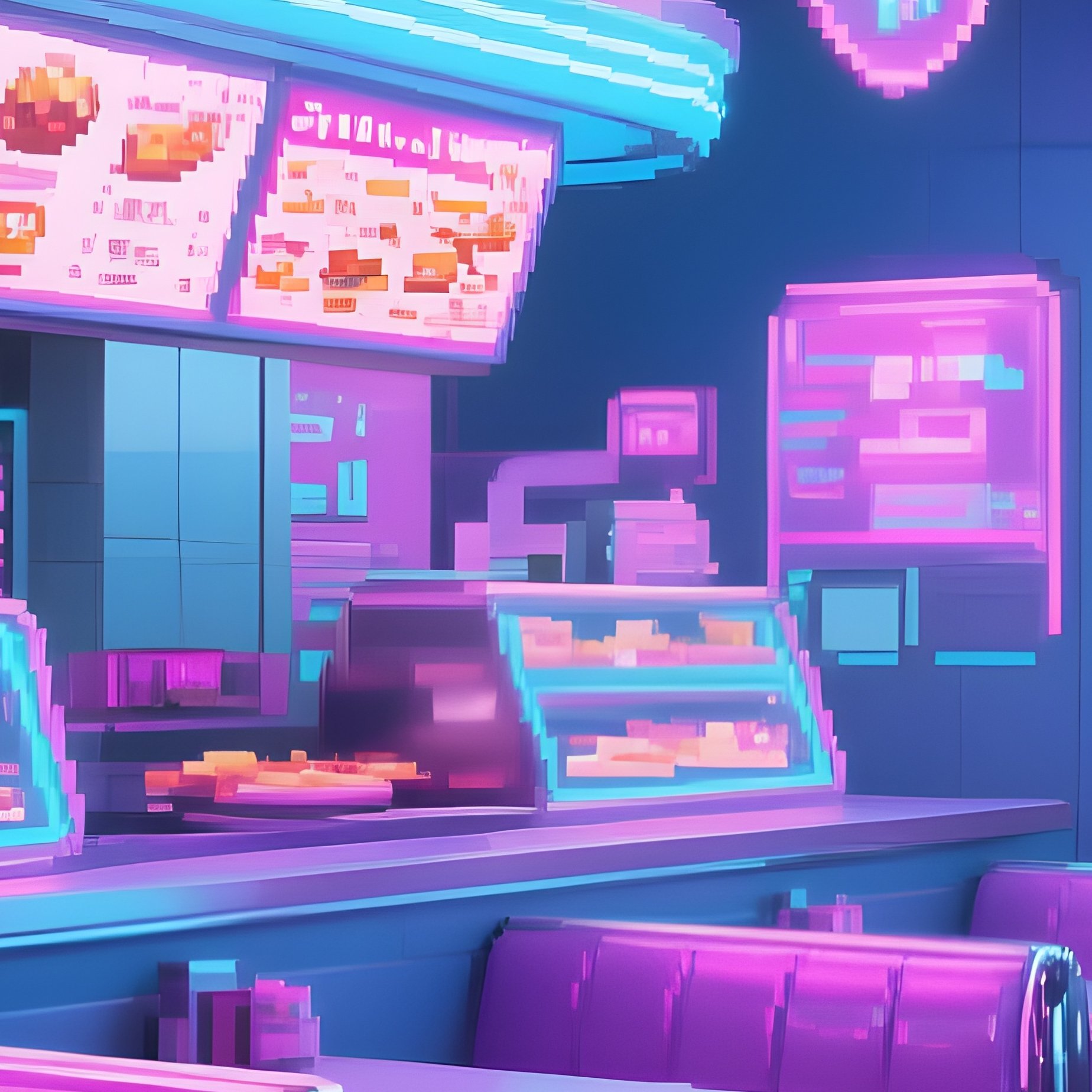 Mall Food Court Retro Future - Full Resolution Quality Preview