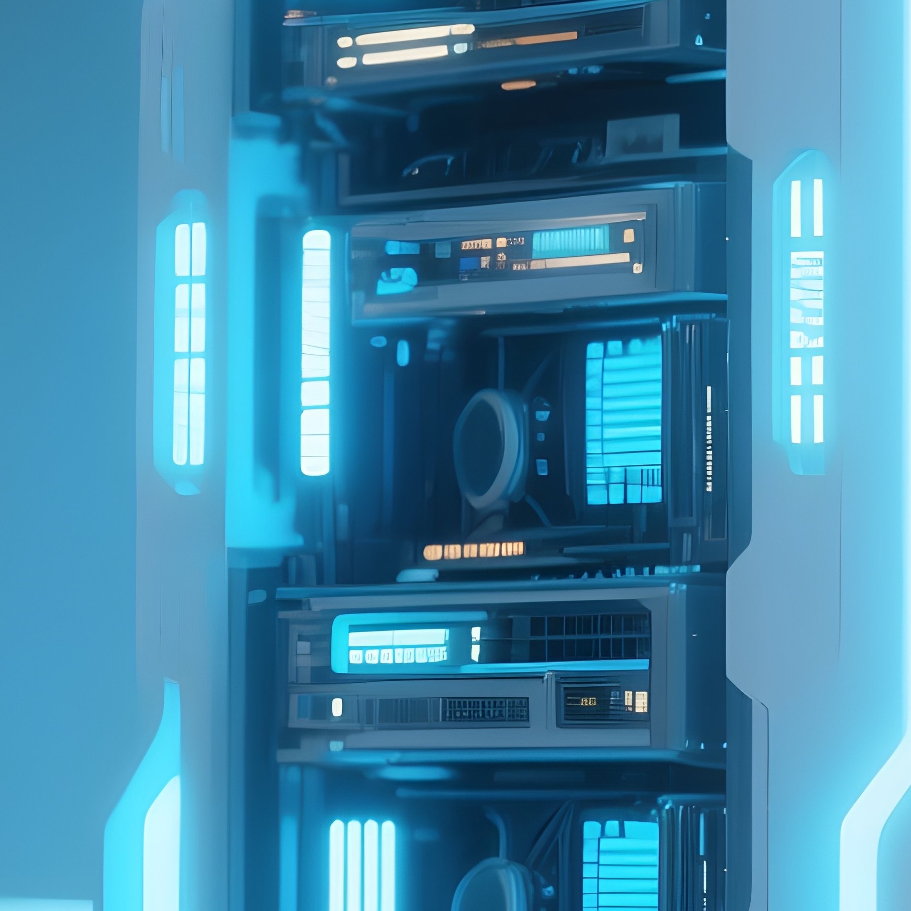 Man Sitting Front Of Futuristic Pc Tower - Full Resolution Quality Preview