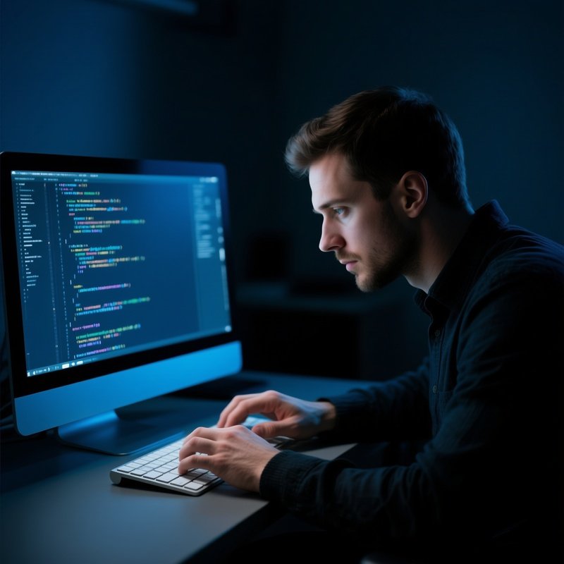 Man Typing Code Photorealistic