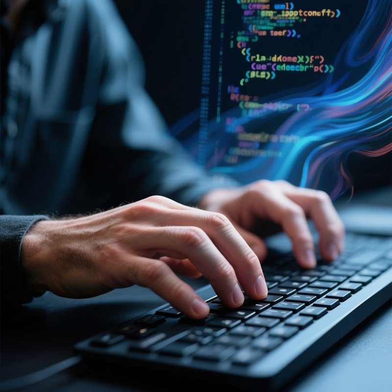 Man Typing Code Photorealistic Abstract