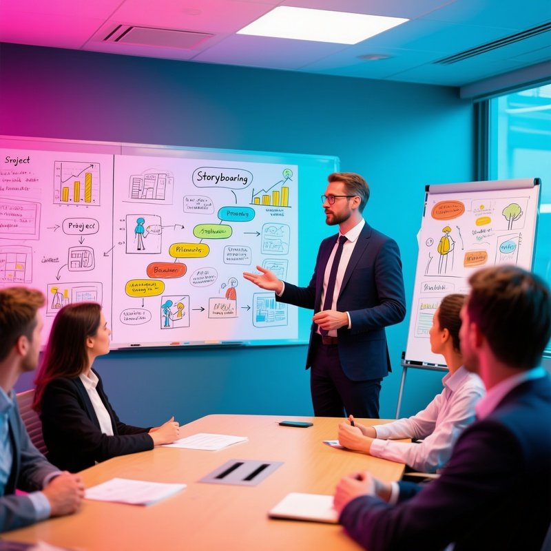 Manager Explaining Project Plan Visual Storyboard