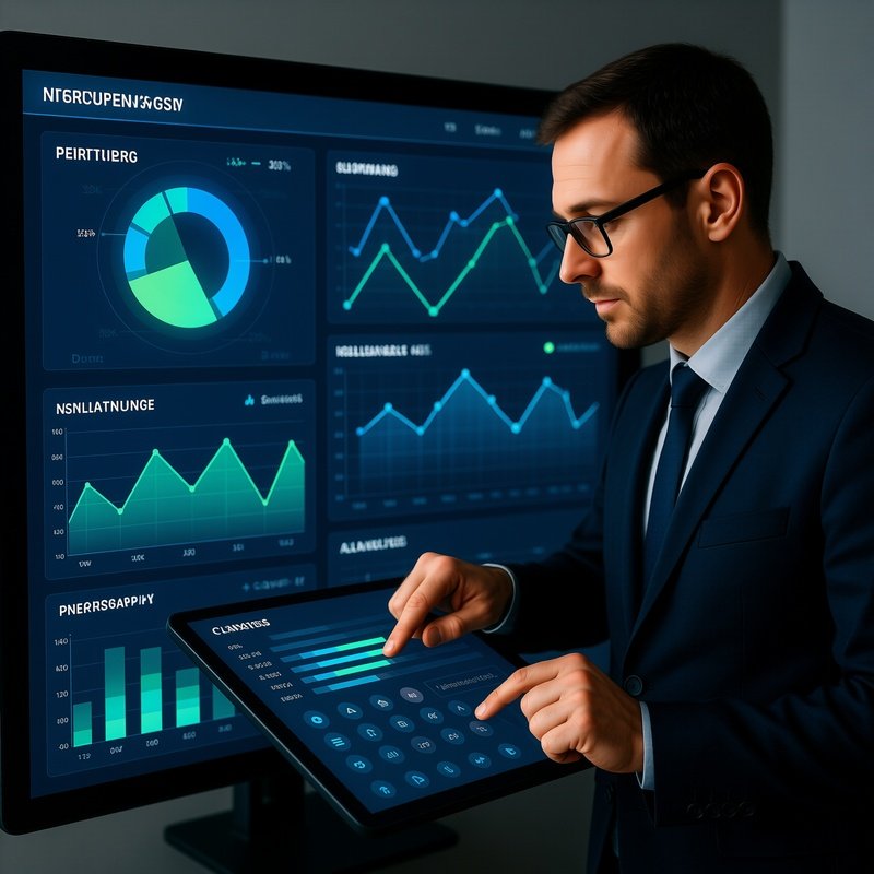 Manager Reviewing Digital Dashboard Interactive