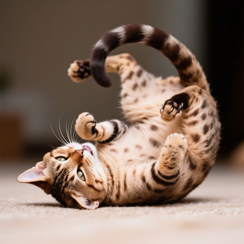 Manx Cat Playing Over