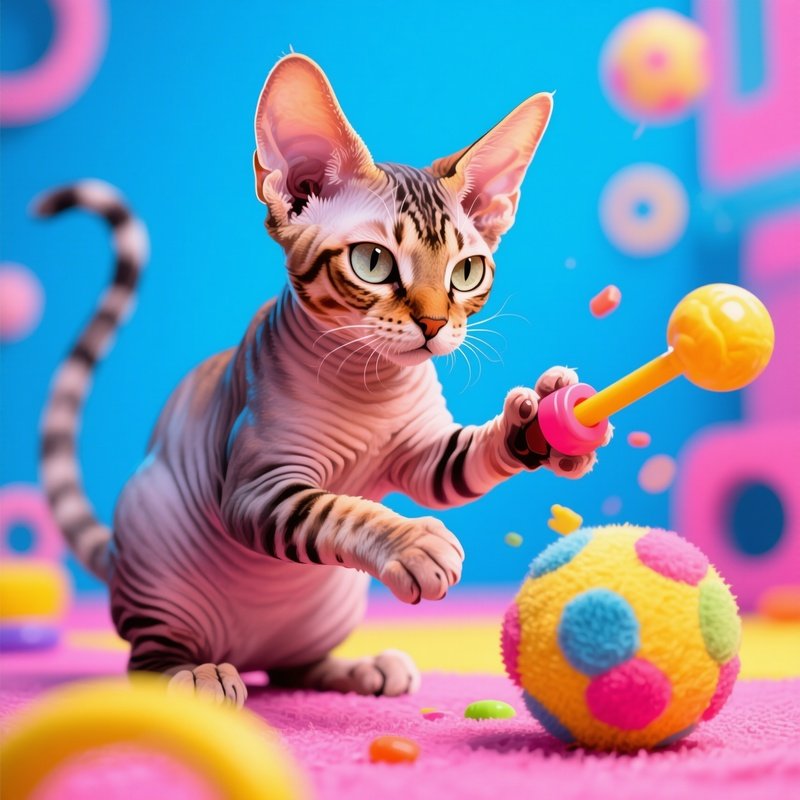 Manx Cat Playing Toy Air Artistic