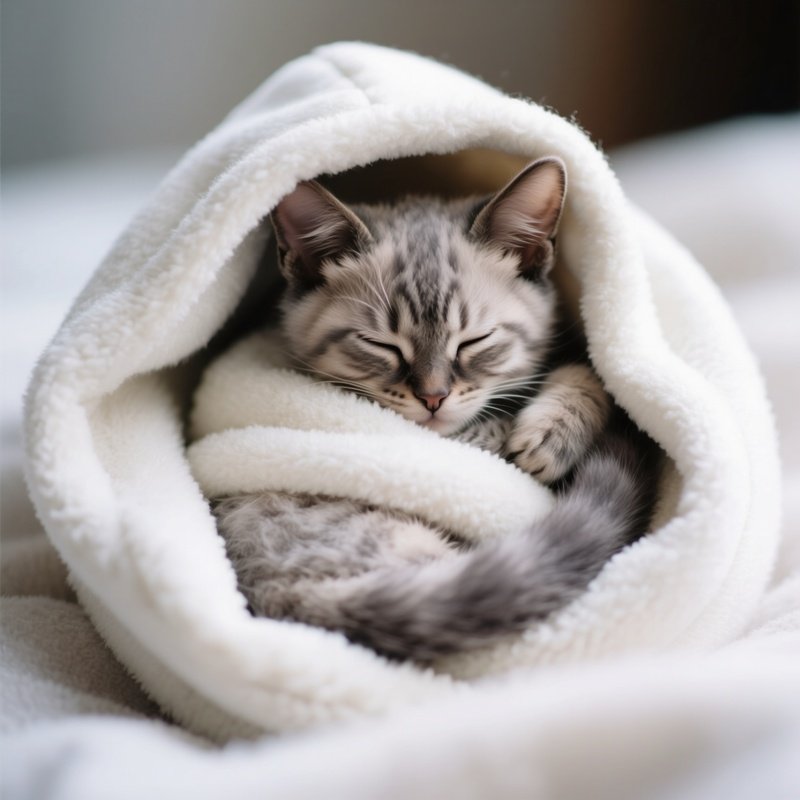 Manx Cat Snuggling In Hoodie