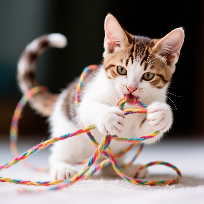 Manx Cat Tangled String Ribbon