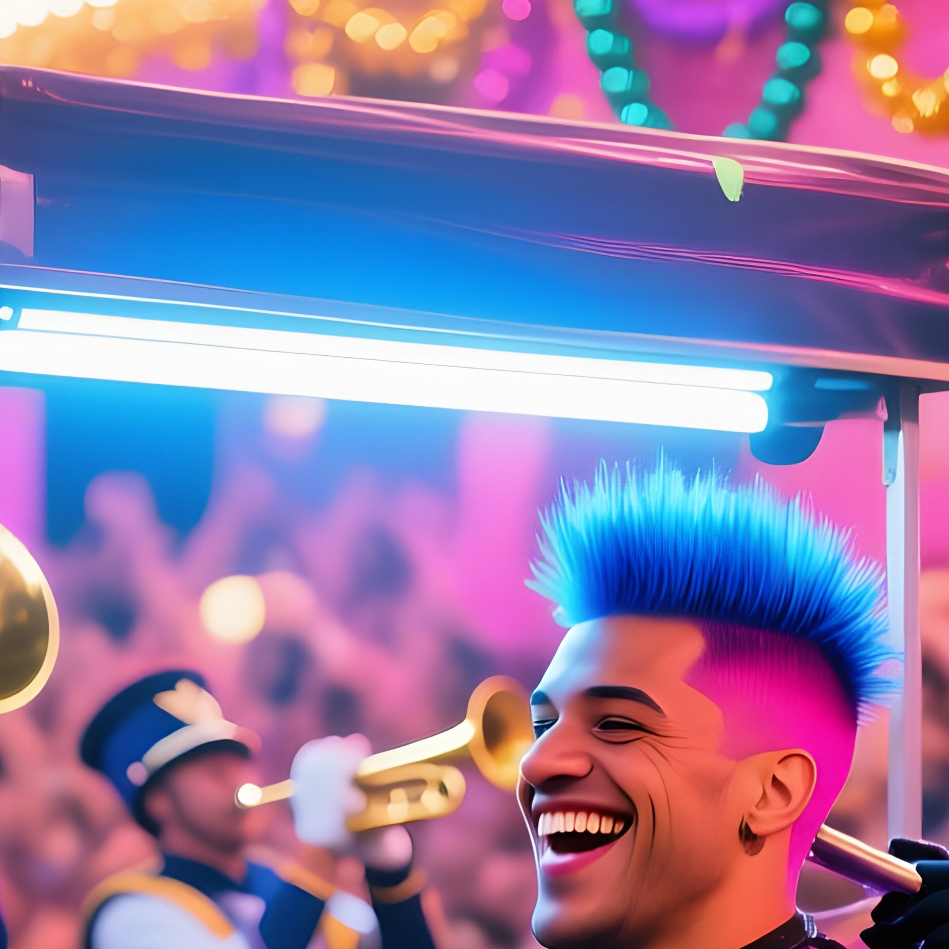 Mardi Gras Parade Float Confetti Mobile Barber - Full Resolution Quality Preview