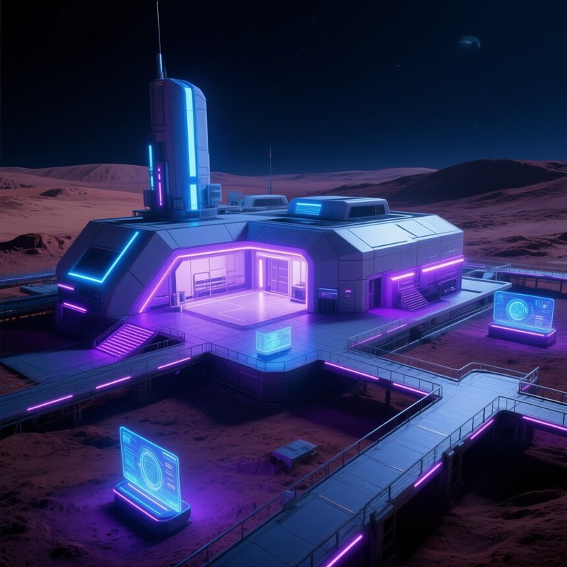 Mars Base Night Scene Fictional Story