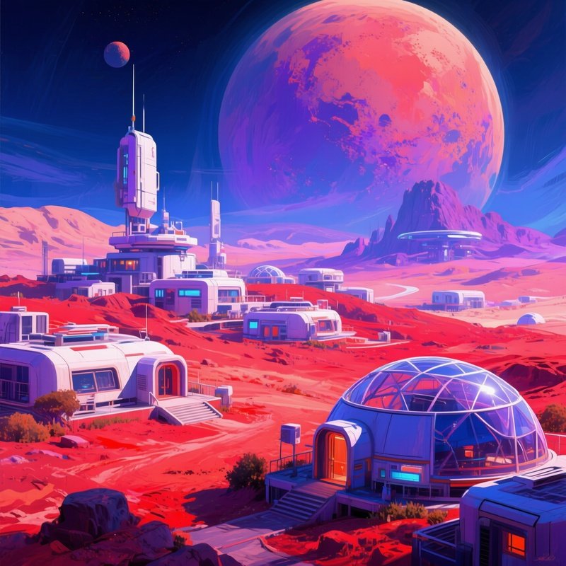 Mars Colony Domes At Dusk 2
