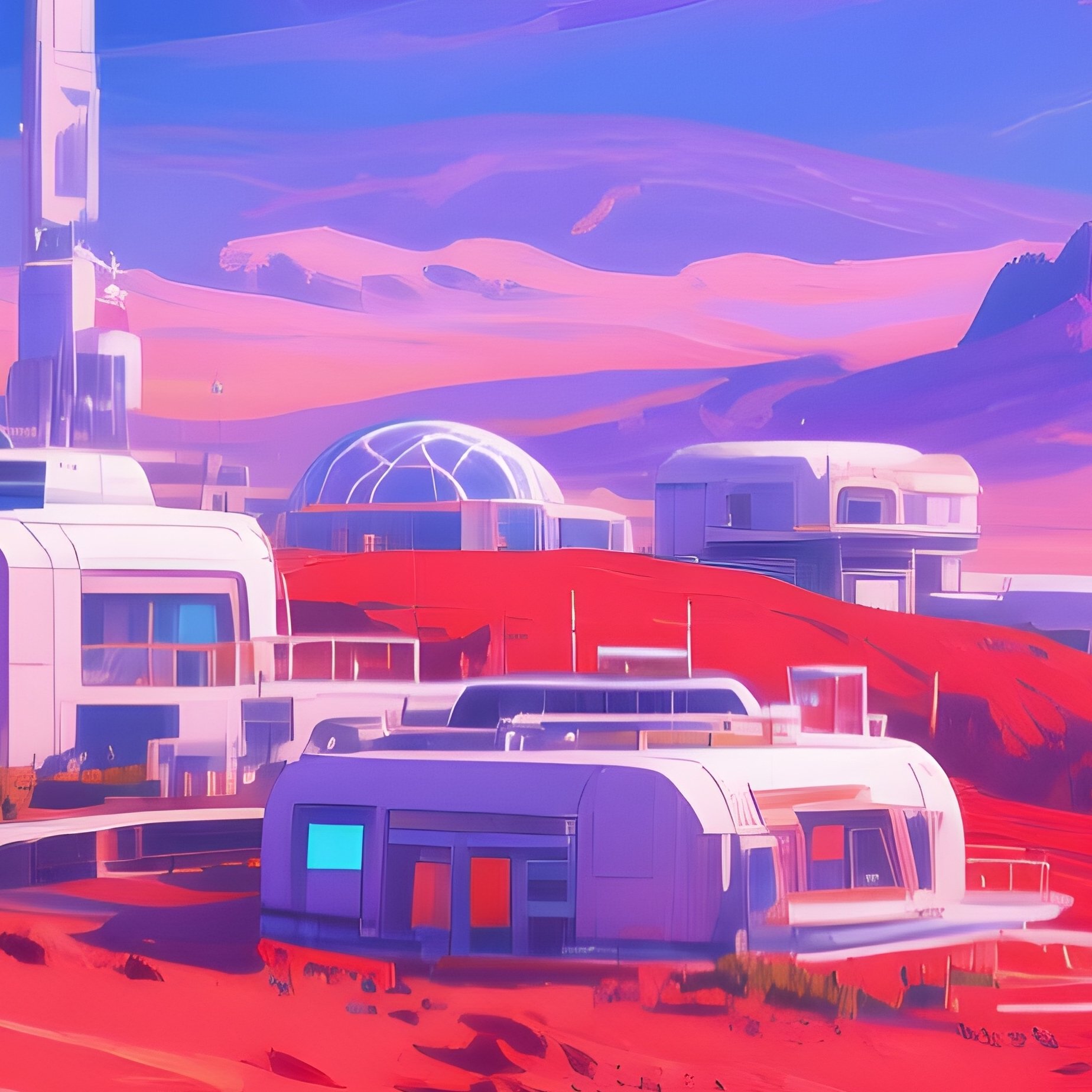 Mars Colony Domes At Dusk 2 - Full Resolution Quality Preview